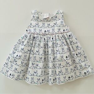 Gymboree 12-18 Months Baby Girl White Blue Easter Bunny Dress Spring